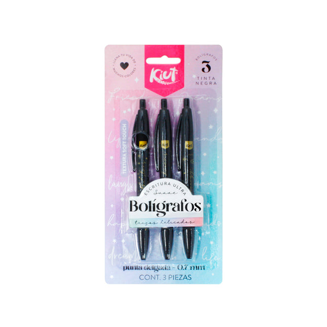 Bolígrafos Negros 0.7 Mm x3 Kiut