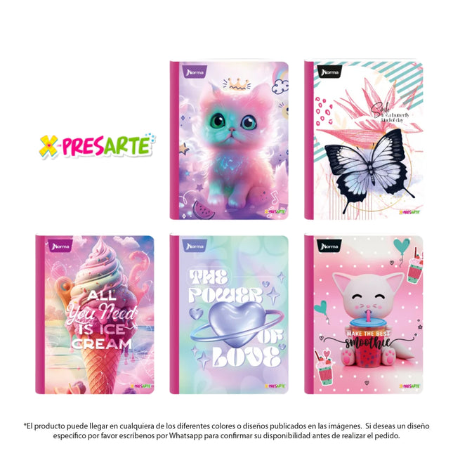 Cuaderno Cosido X-Presarte Femenino 50 Hojas Cuadriculado Norma