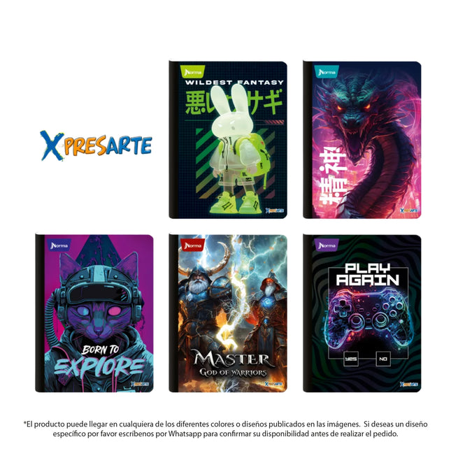 Cuaderno Cosido X-Presarte Masculino 50 Hojas Doble Linea Norma