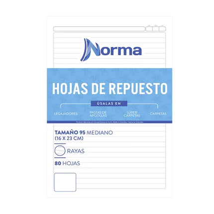 Repuesto Pasta Argolla Grande (105) Rayado Norma