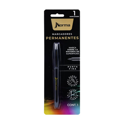 Marcador Permanente Punta Fina Negro | Norma
