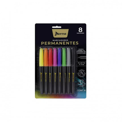 Marcador Premium Punta Fina x8 Norma