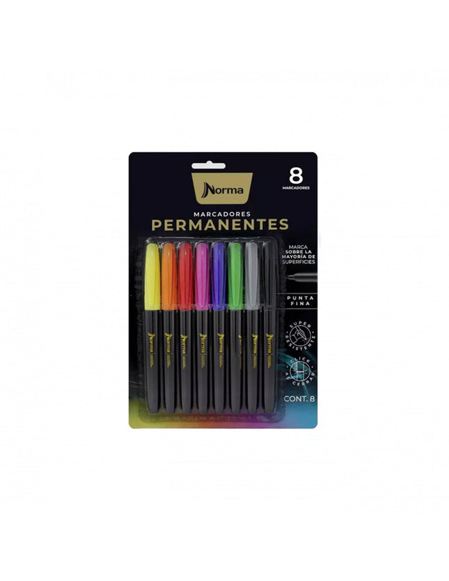 Marcador Premium Punta Fina x8 Norma