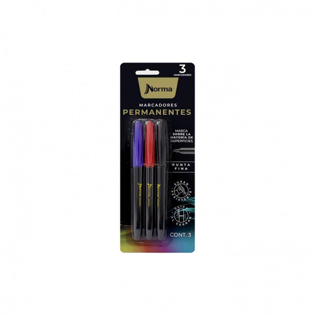 Marcador Premium Punta Fina x3 Norma