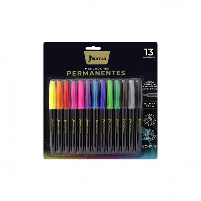Marcador Premium Permanente Punta Fina x13 Norma