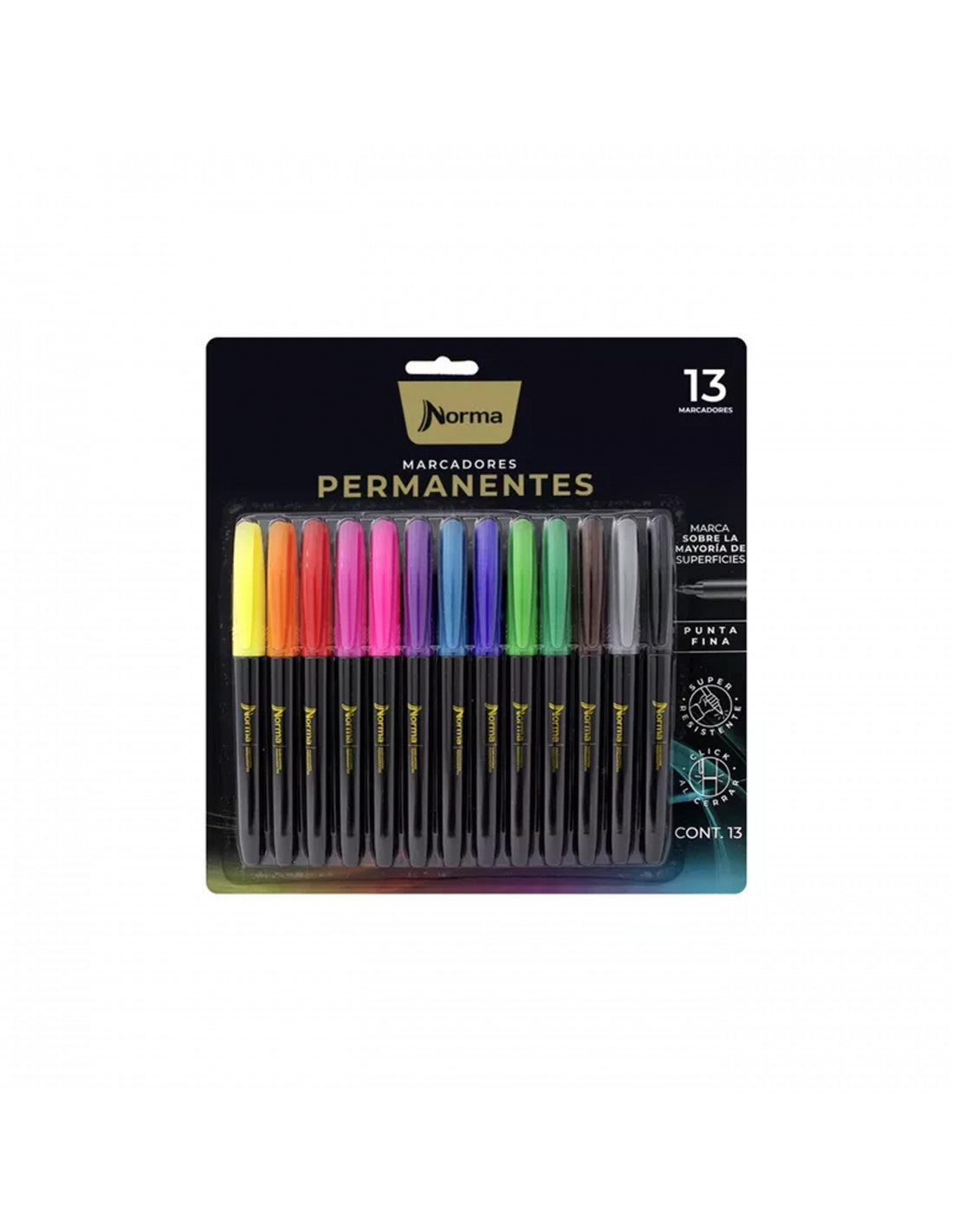Marcador Premium Permanente Punta Fina x13 Norma