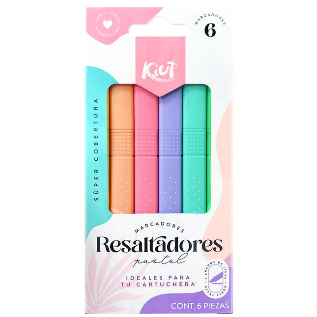 Resaltadores Delgados Pastel x 6 Kiut