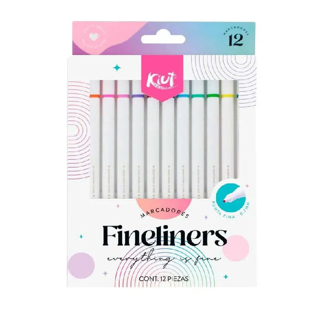 Marcadores Fineliners x12 Kiut