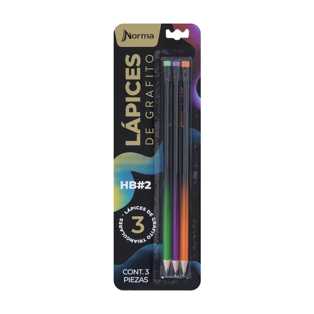 Lápiz Premium Grafito Triangular x3 Norma