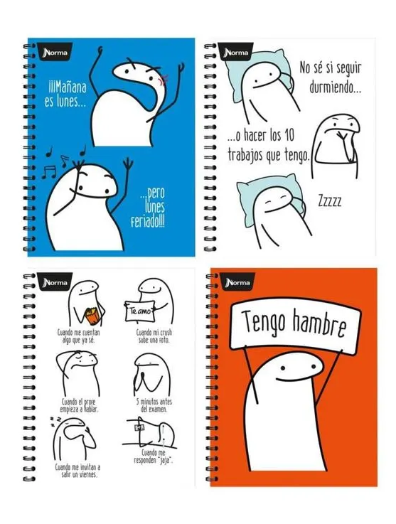 Cuaderno Argollado Durabook Memes 7 Materias 175 Hojas Cuadriculado Norma