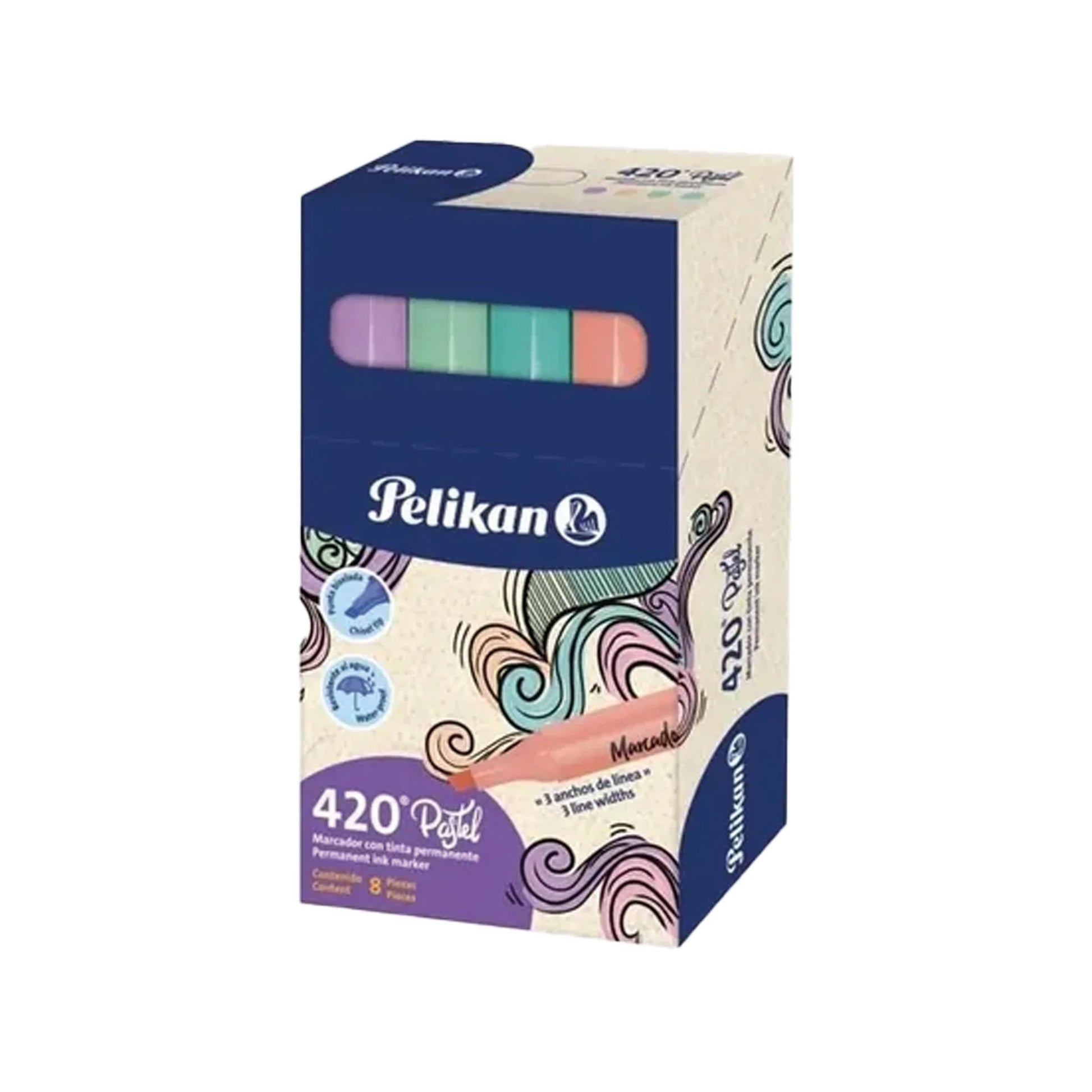 Marcador Permanente Tonos Pastel x8 Pelikan