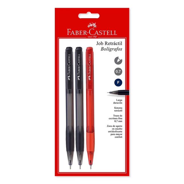 Boligrafos Retractiles Job x3 Faber Castell
