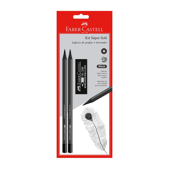 Lapiz SuperSoft x2 Unidades Mas Borrador Faber Castell