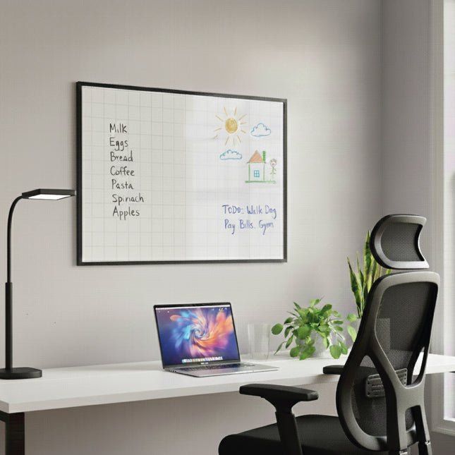 Tablero Acrílico Con Cuadrícula Marco Aluminio 60x80 cm | Artecma