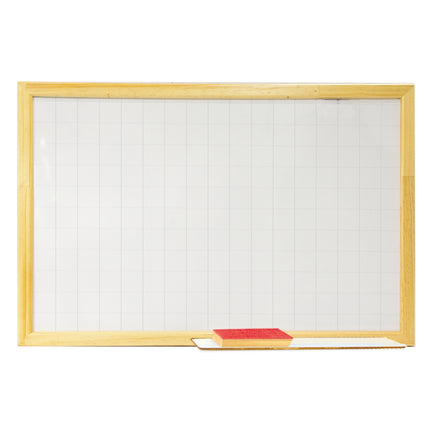 Tablero Acrílico Con Cuadrícula Marco Madera 80x120 cm | Artecma