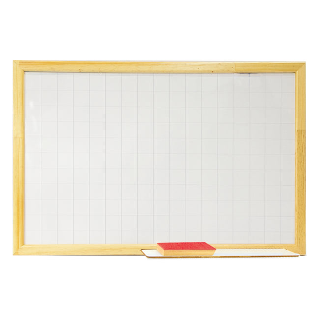 Tablero Acrílico Con Cuadrícula Marco Madera 80x120 cm | Artecma