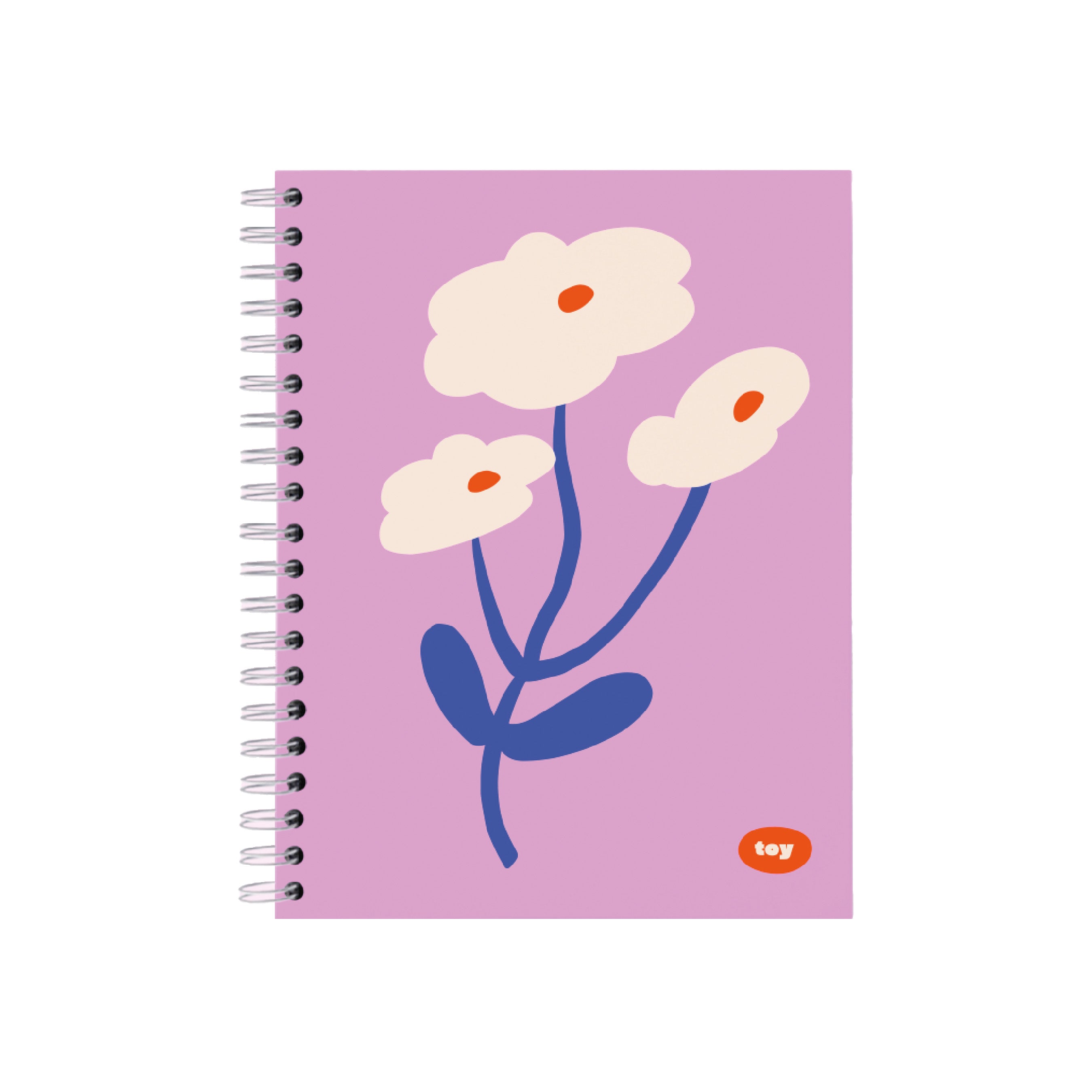 Cuaderno argollado Toy Floral Rosa de 5 materias con cubierta de flores rosadas, argollas blancas y 150 hojas cuadriculadas, incluye hoja de stickers.