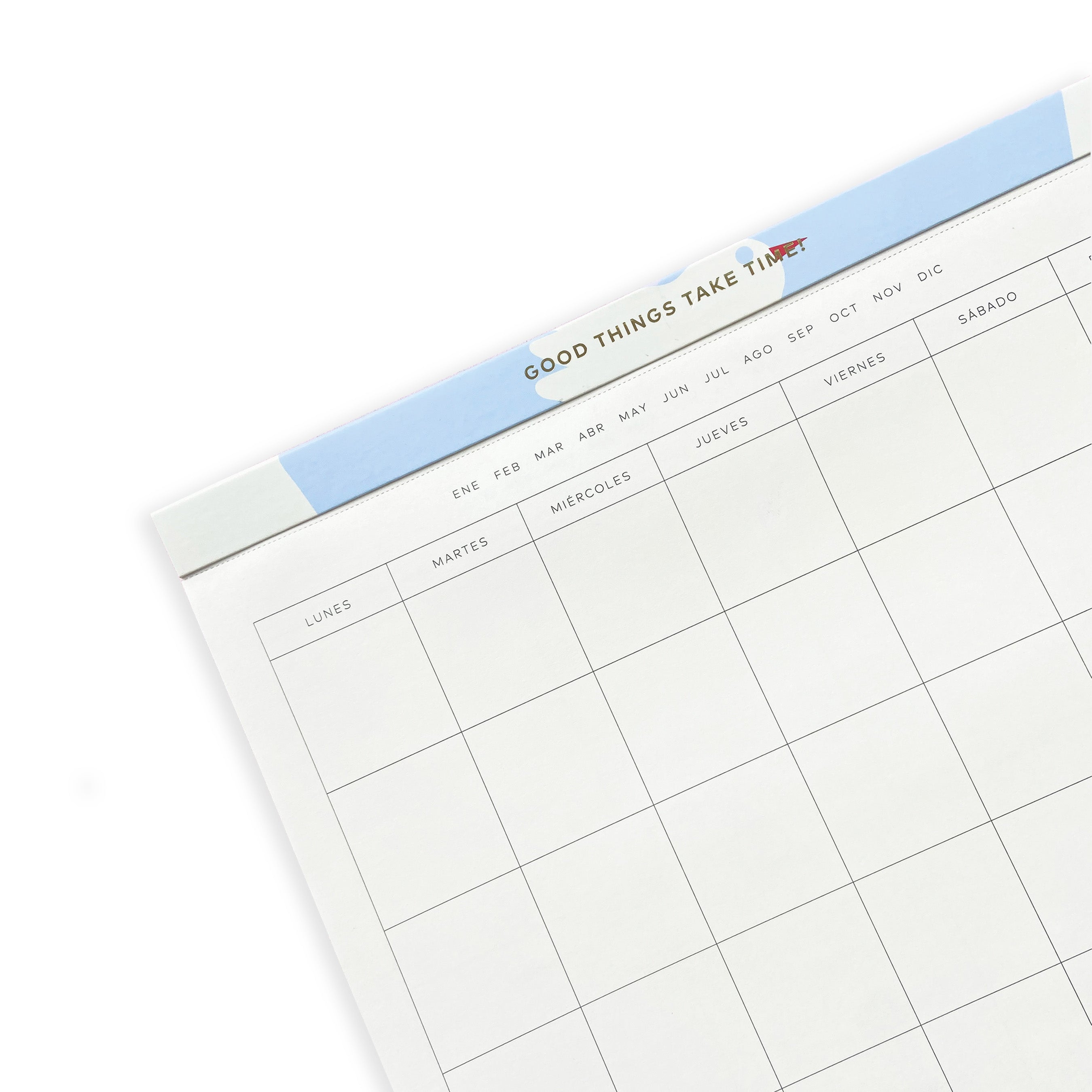 Detalle Planeador Toy tipo block diario sin fechas de 90 días con secciones de to do list, gratitud, línea de tiempo y notas.