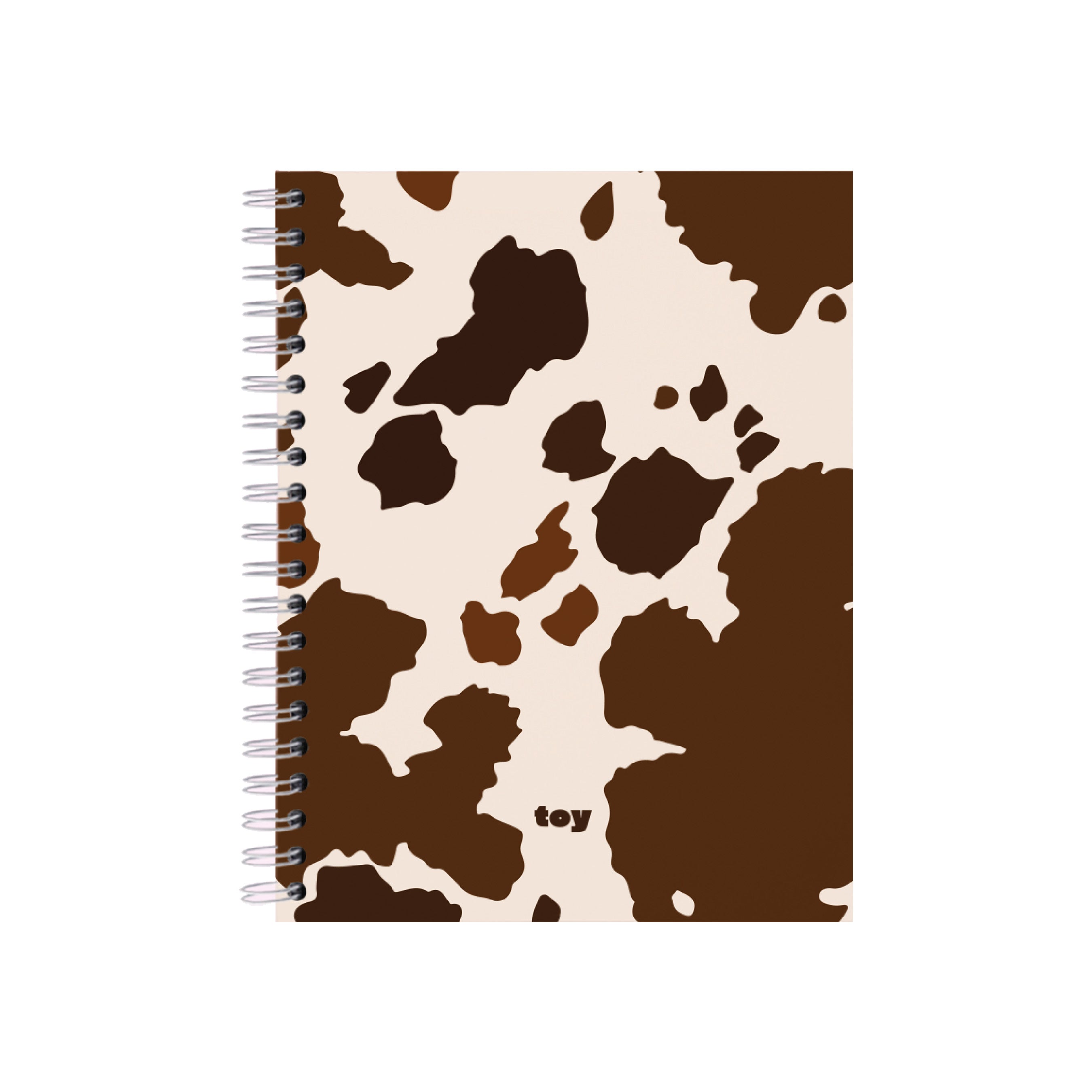 Cuaderno argollado grande Toy estampado de vaca Cow Print 21,5×28 cm, 80 hojas rayadas o cuadriculadas, argollado metálico, bolsillo interior y stickers decorativos