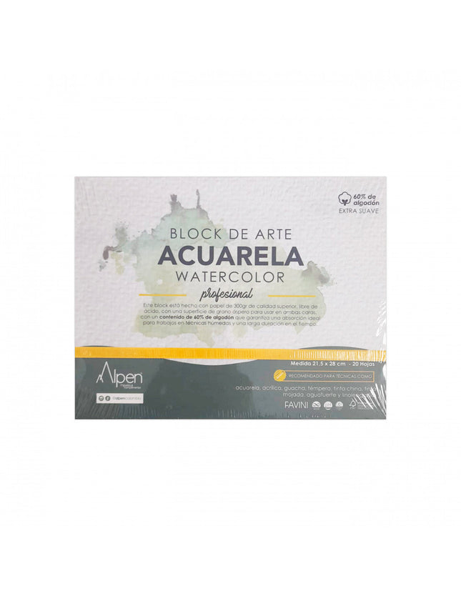 Block De Arte Acuarela Rofesional Carta 20 Hojas Alpen