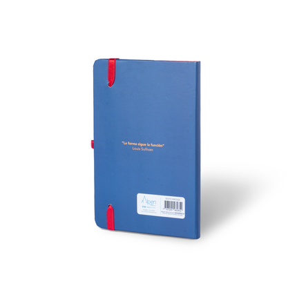 Contraportada Sketchbook Alpen 22×14 cm con tapa dura ilustrada de diseño geométrico, banda elástica y 84 hojas blancas.