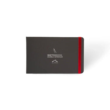 portada Sketchbook Alpen Acuarela 22×14 cm color gris, tapa dura con banda elástica, 24 hojas de 300 g con 60% algodón para técnicas húmedas.