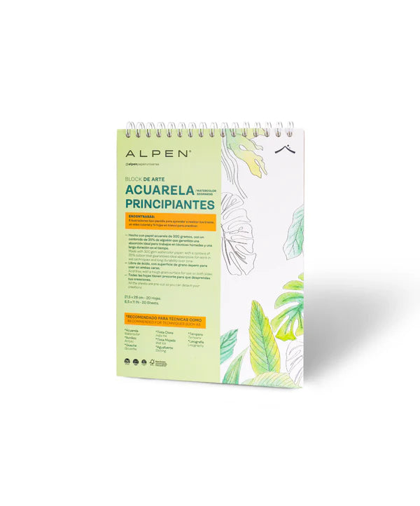 Block De Arte Acuarela Principiantes Carta 20 Hojas Alpen