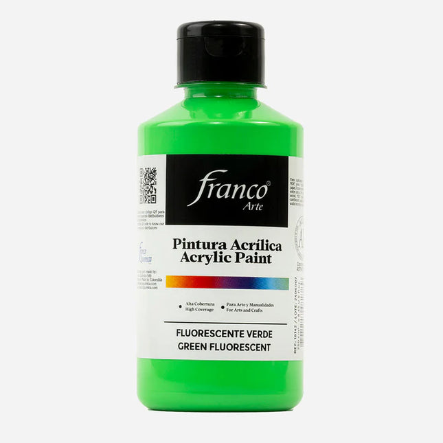 Pintura Acrílica Al Frío 250 ml Fluorescente Verde Franco Arte