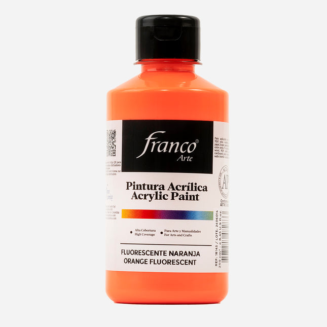 Pintura Acrílica Al Frío 250 ml Fluorescente Naranja Franco Arte