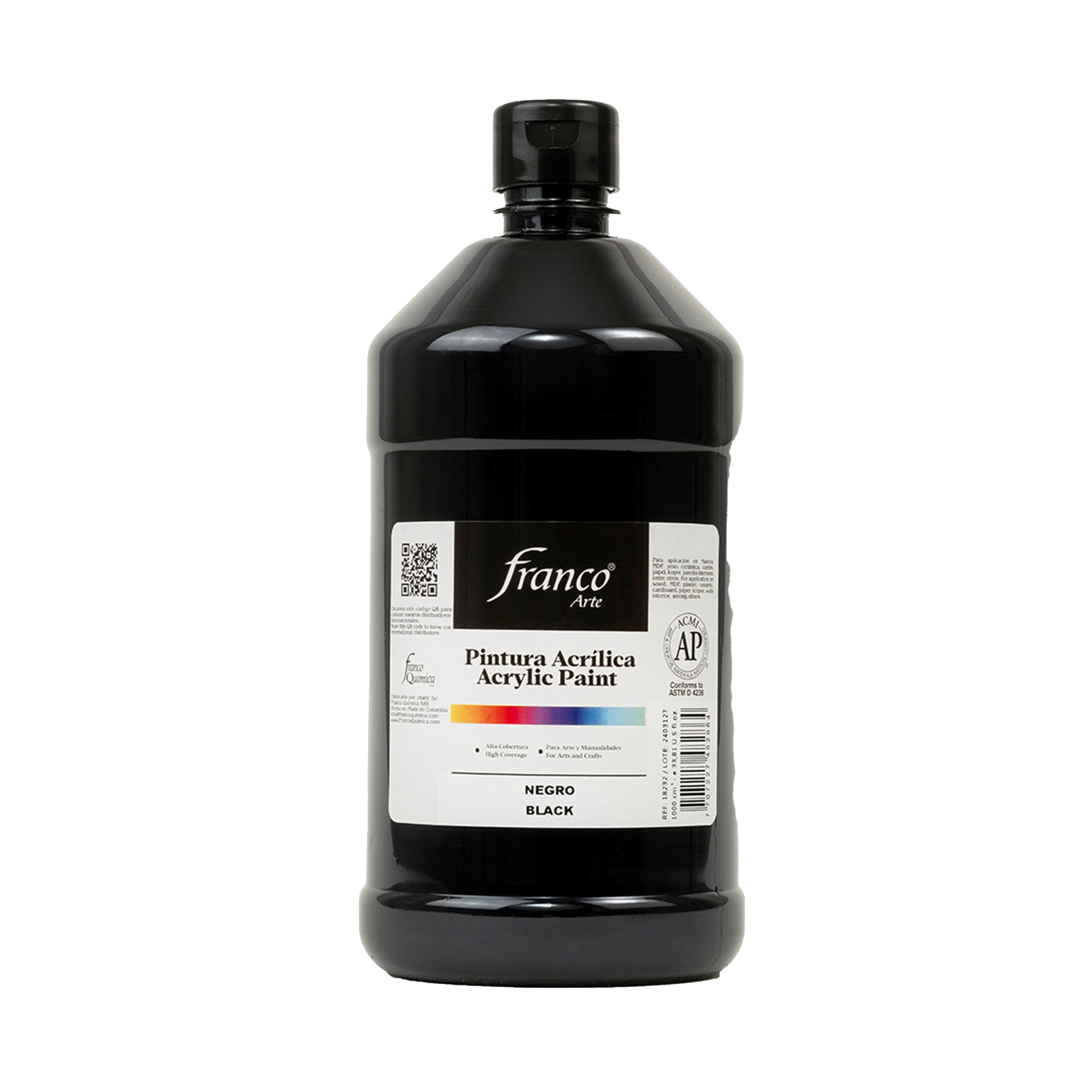 Pintura Acrílica Al Frío 1000 ml Negro Franco Arte