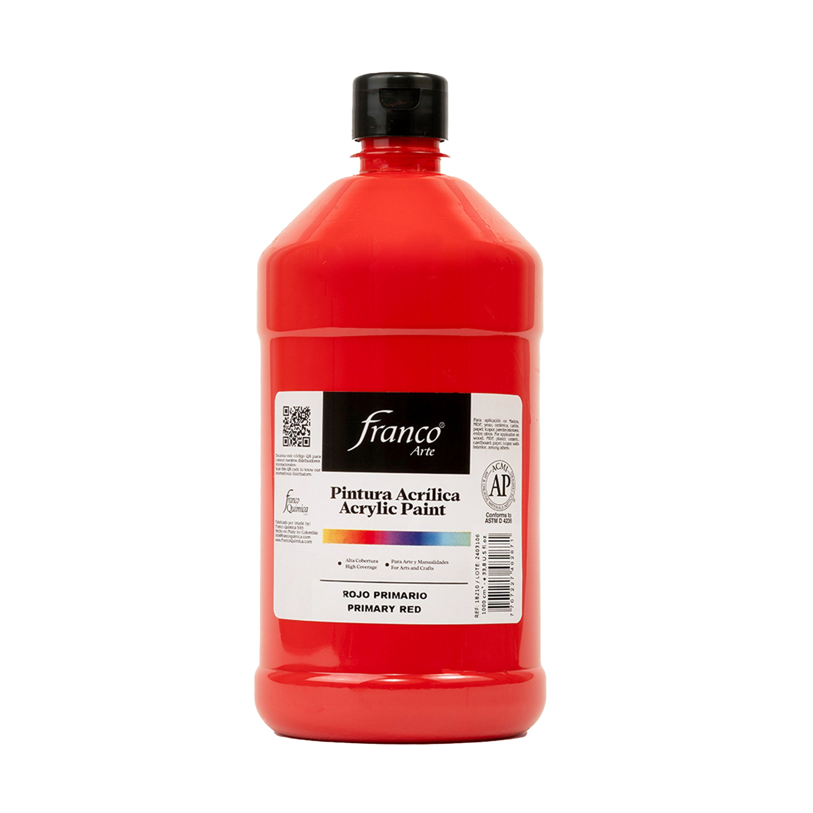 Pintura Acrílica Al Frío 1000 ml Rojo Primario Franco Arte