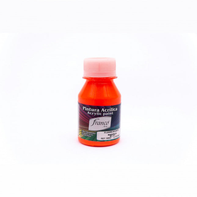 Pintura Acrílica Al Frío 60 ml Fluorescente Naranja Franco Arte