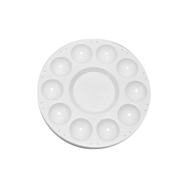 Paleta Plástica Redonda 10 Cavidades Reciclada Blanca Franco Arte