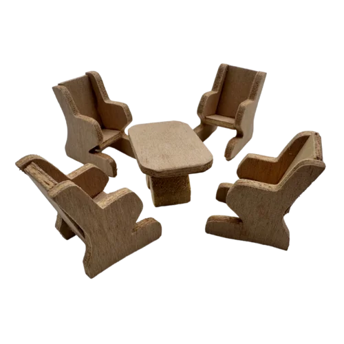Juego De Sala Comedor En Madera x5 Para Maquetas | El Trebol