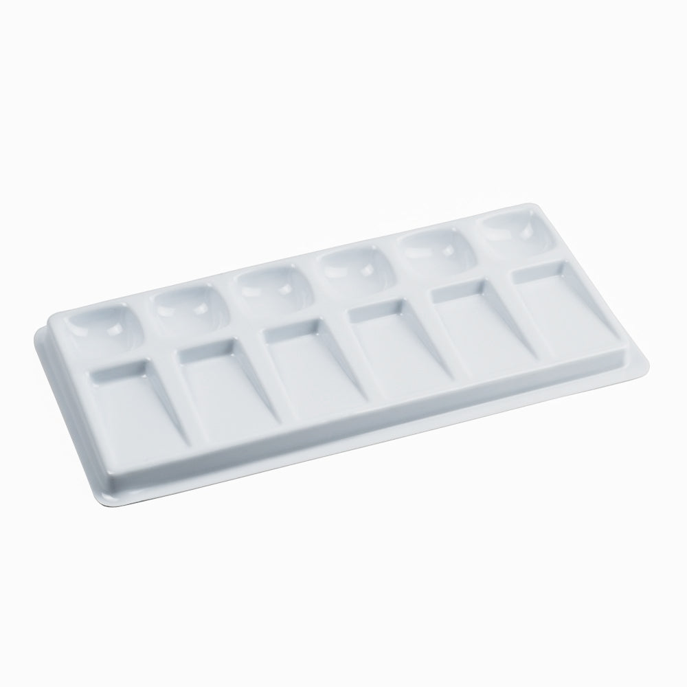 Paleta plástica sin tapa #3 Giotto rectangular con 10 compartimentos, ideal para mezclar y organizar colores en pintura acrílica, témpera o acuarela.