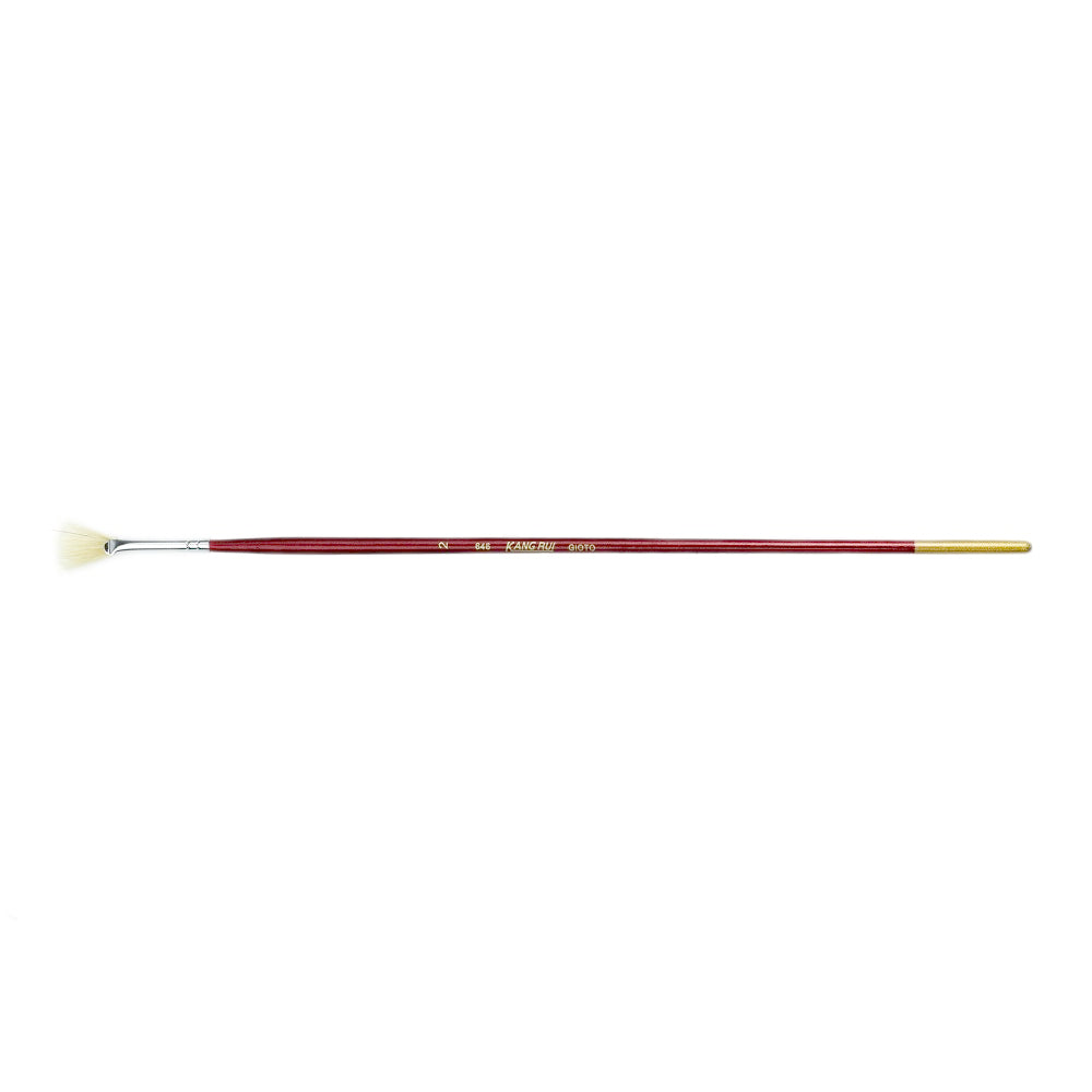 Pincel abanico de cerda natural Giotto con mango ergonómico, ideal para difuminados y efectos de textura en óleo, acrílico y témpera.