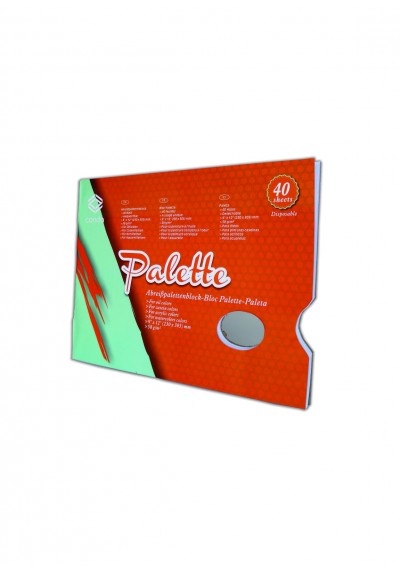Paleta desechable Conda con 40 hojas de papel 22x30 cm para mezclar pinturas de óleo y acrílico de forma práctica y limpia.