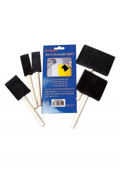 Set de pinceles de espuma Artmate x5 con mango de madera, ideales para manualidades, esténciles y aplicación uniforme de pintura.