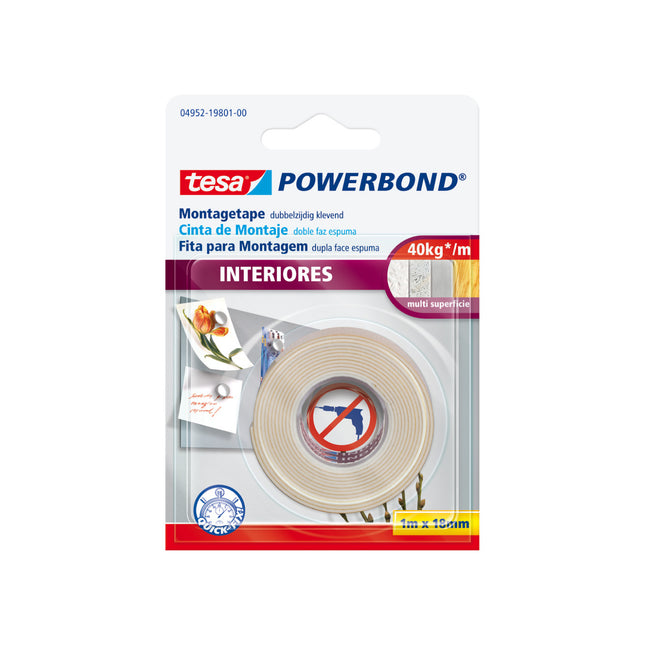 Cinta Doble Faz Interiores 1 m x 18 mm Tesa