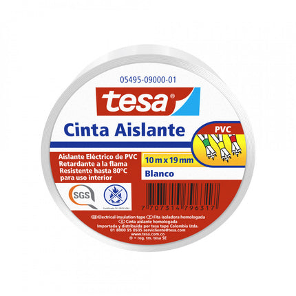 Cinta Aislante Blanca 19 mm x 10 m Tesa
