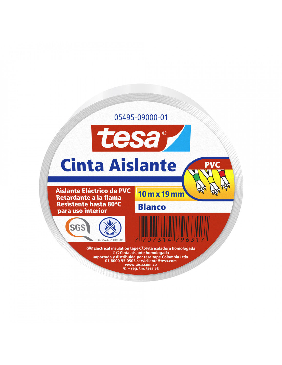 Cinta Aislante Blanca 19 mm x 10 m Tesa