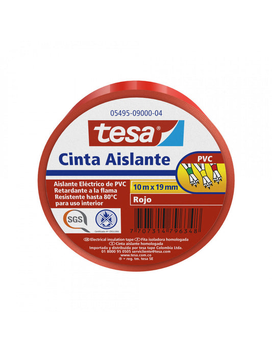 Cinta Aislante Roja 19 mm x 10 m Tesa