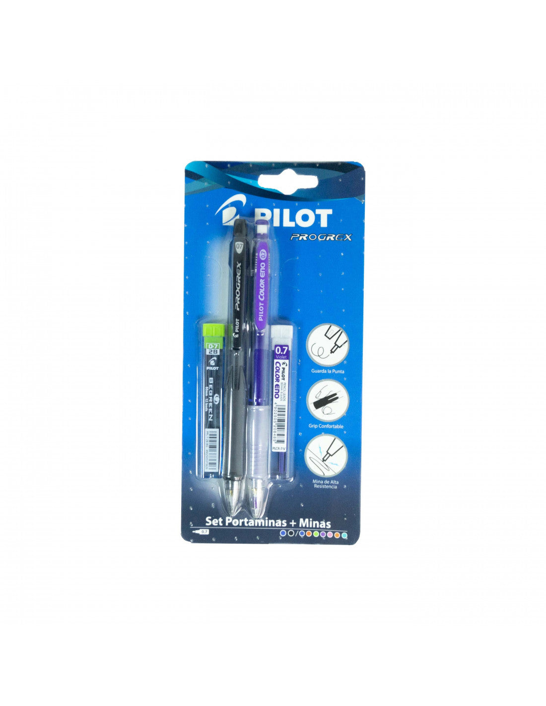 Set Portaminas 0.7 Mm Negro Y Violeta Con Minas Pilot