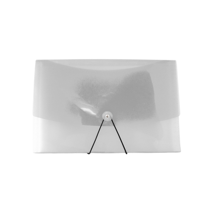 Carpeta fuelle transparente tamaño oficio con 13 divisiones plásticas para organizar documentos, facturas y contratos.