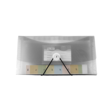 Carpeta fuelle Red Point tamaño cheque con 13 divisiones gris humo.