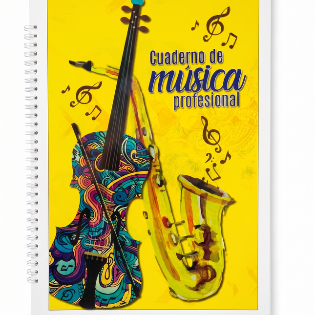 Cuaderno Argollado De Música Pentagramado Grande