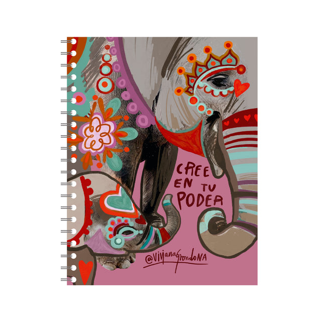 Cuaderno Argollado Grande Cree En Tu Poder Tinta Negra