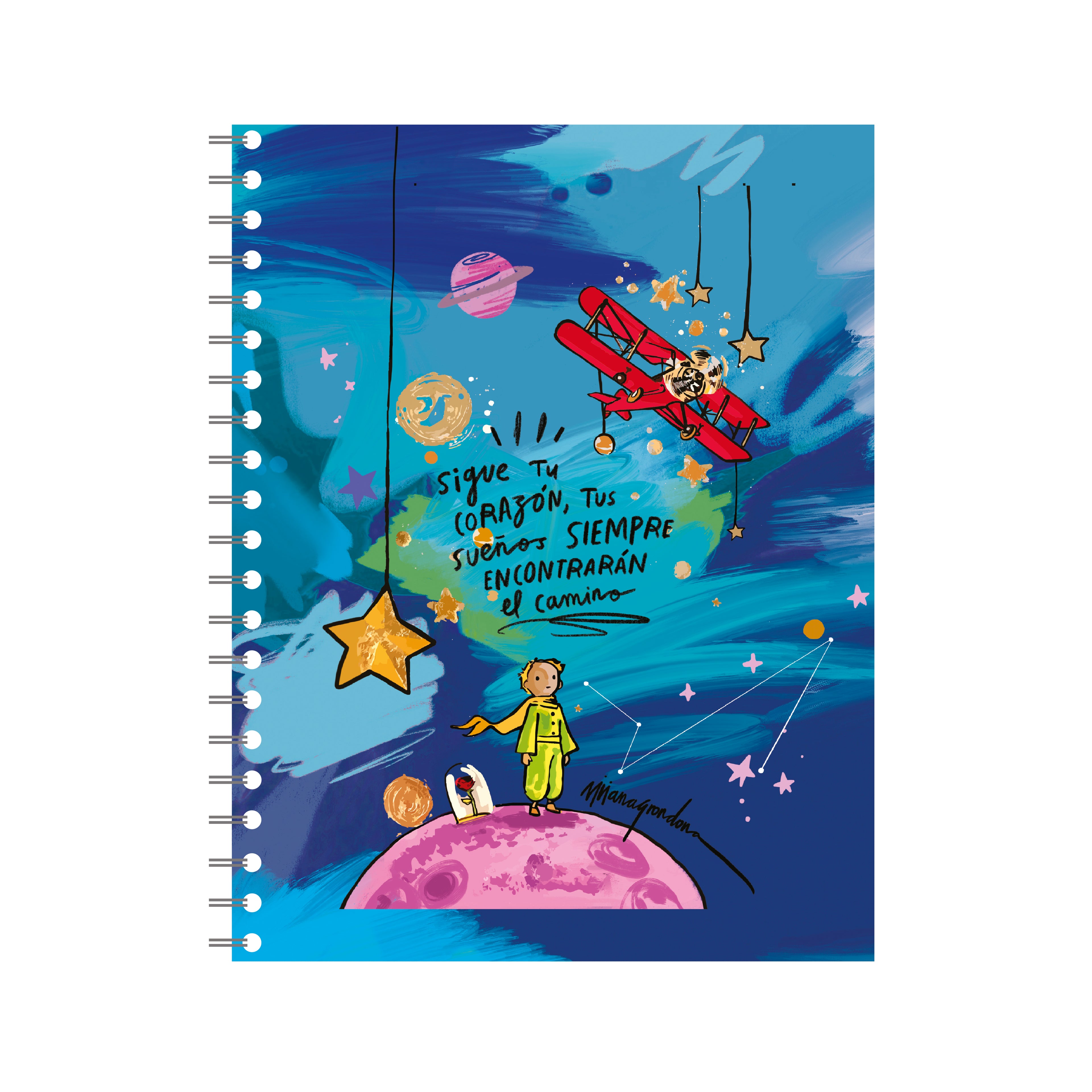 Cuaderno Argollado Grande Little Prince Tinta Negra