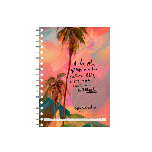 Cuaderno Argollado Mediano Gorila Rosa Tinta Negra