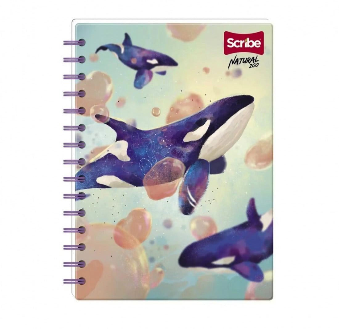 Cuaderno Argollado Natural Zoo 80 Hojas Cuadriculado Scribe